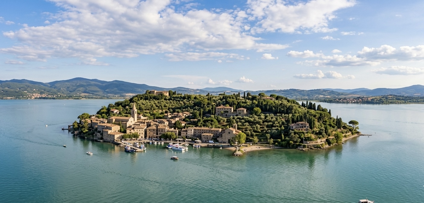 En el corazón del Lago Trasimeno, en la región italiana de Umbría, se encuentra la encantadora Isla Maggiore