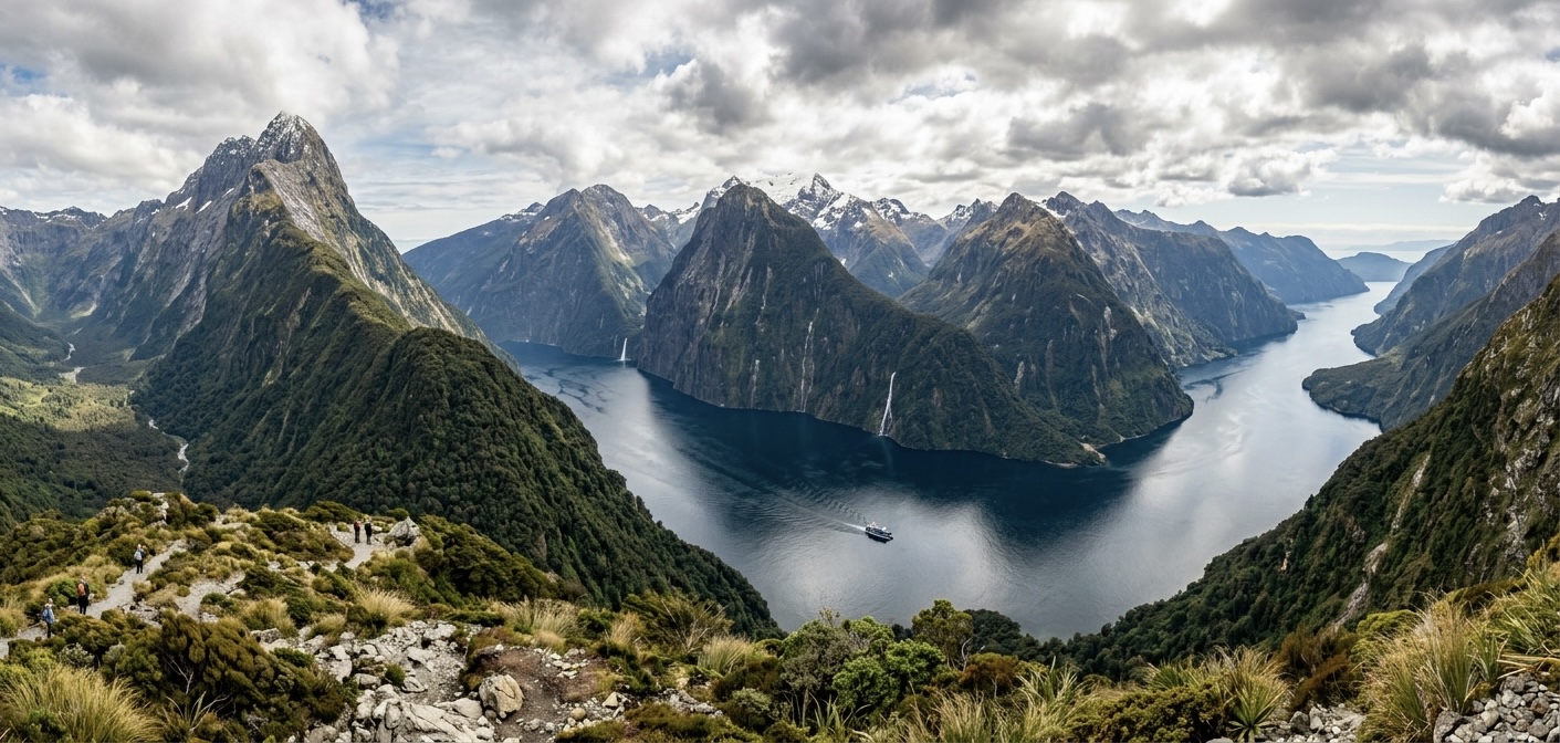 En el extremo suroccidental de la Isla Sur de Nueva Zelanda se encuentra Fiordland National Park