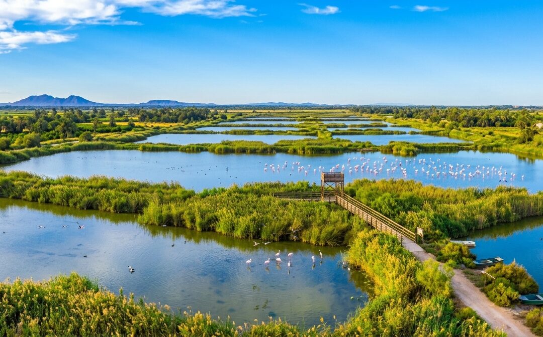 Parque Natural de El Hondo, un extenso humedal que forma parte del paisaje del sur de Alicante