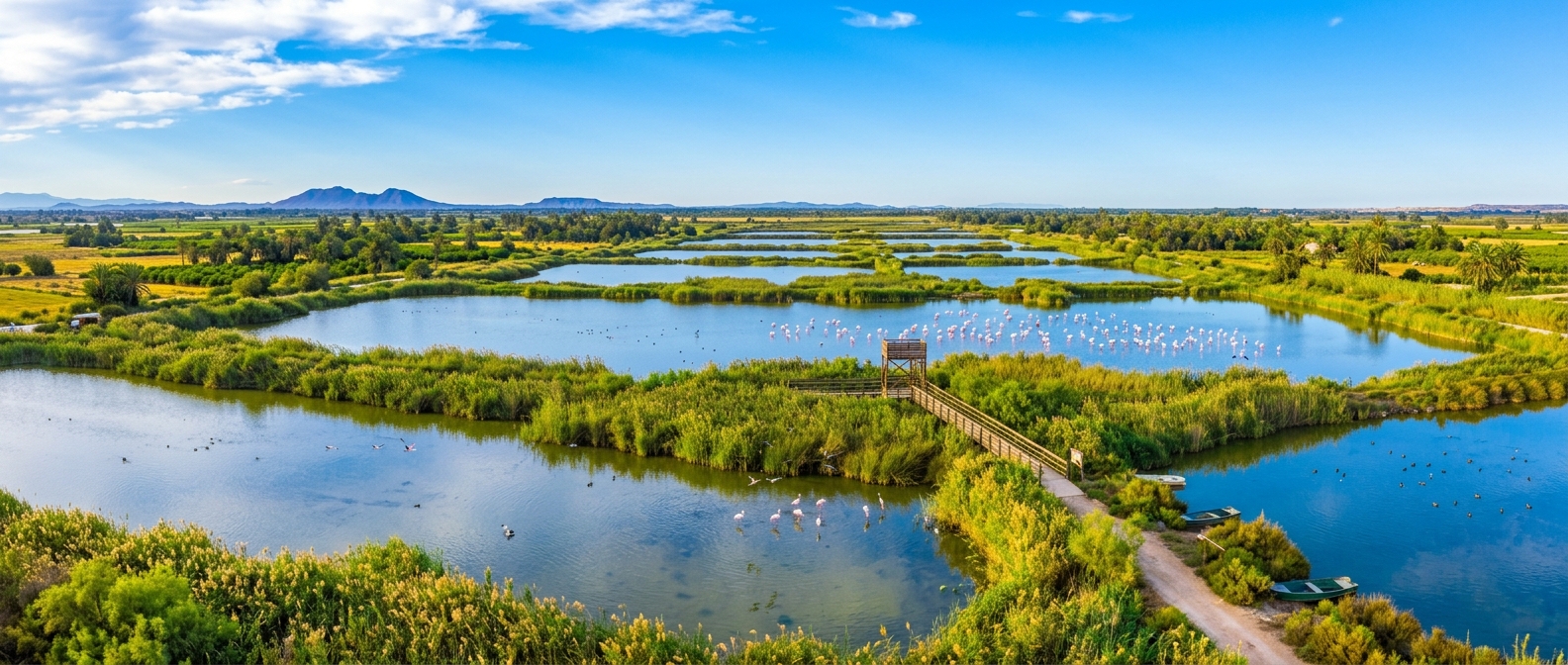 Parque Natural de El Hondo, un extenso humedal que forma parte del paisaje del sur de Alicante